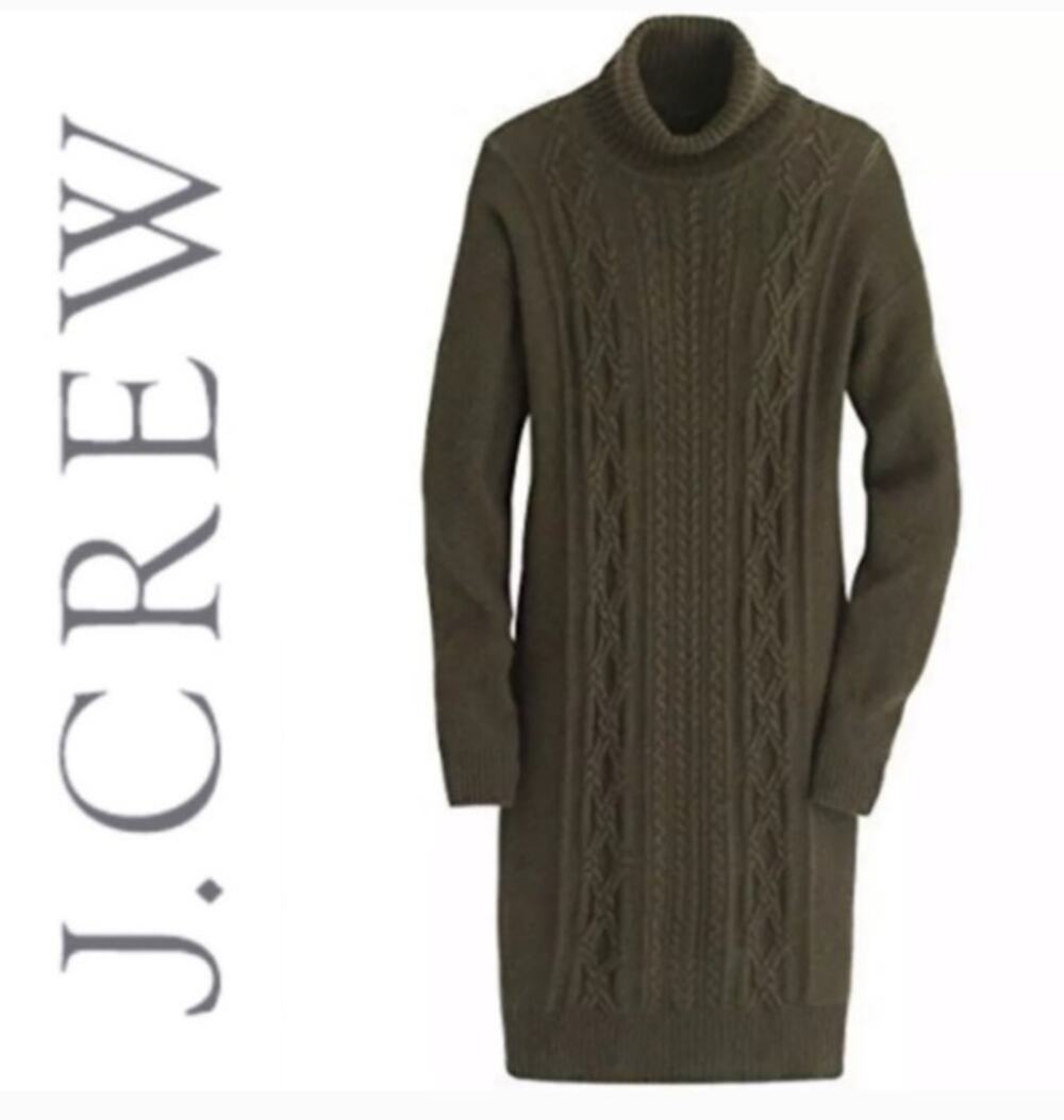 J.Crew Women's Cable Knit Wool Blend Sweater Dress Size XS